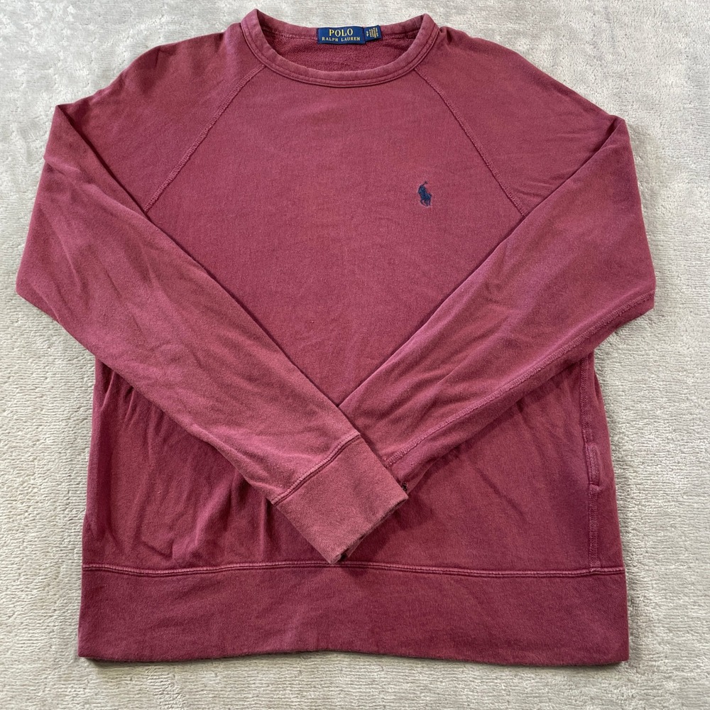 Polo Ralph Lauren Sweatshirt Pullover Women Small Burgundy Raglan Crewneck